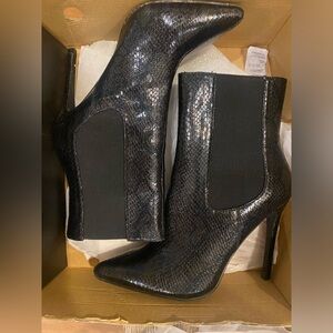 Black snake skin booties